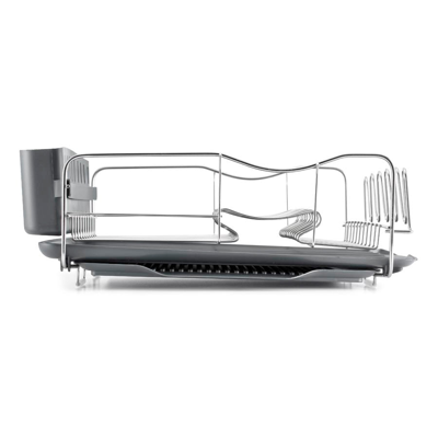 Polder Advantage 4 Piece Dish Rack With Slide Out Drain Tray In Black