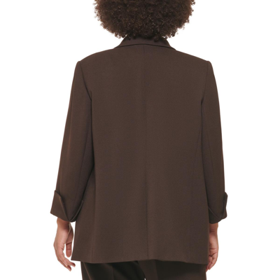 Shop Calvin Klein Plus Womens Suit Separate Office Wear Open-front Blazer In Brown
