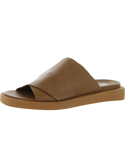 Shop Bueno Jesse Womens Footbed Pebbled Slide Sandals In Brown