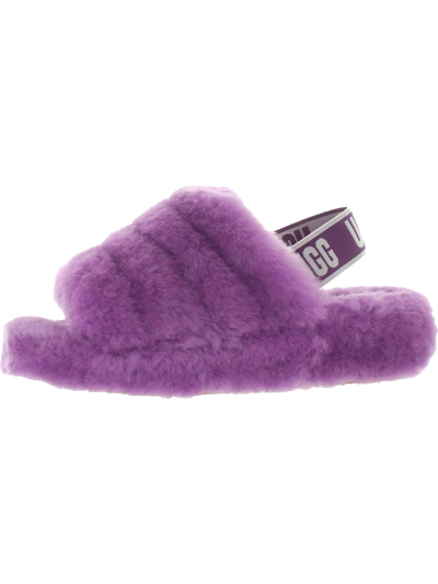 Shop Ugg Fluff Yeah Womens Shearling Slingback Slide Slippers In Purple