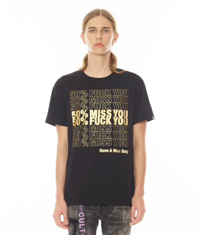 Shop Cult Of Individuality Short Sleeve Crew Neck Tee "50% Miss You" In Black