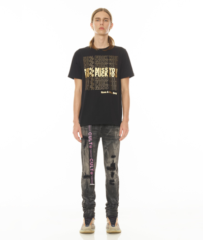 Cult Of Individuality Short Sleeve Crew Neck Tee "50% Miss You" In Black