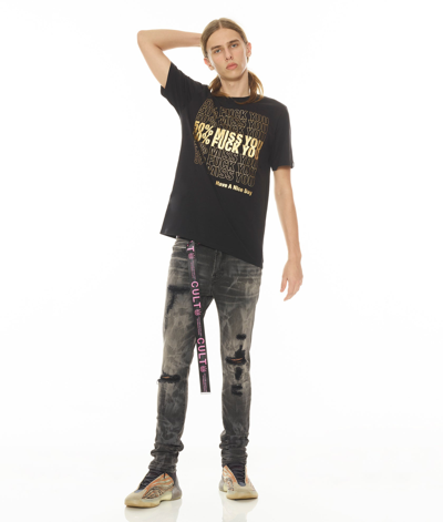Cult Of Individuality Short Sleeve Crew Neck Tee "50% Miss You" In Black