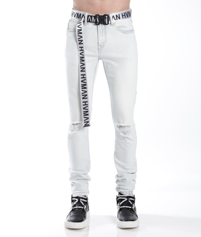 Shop Hvman Strat Super Skinny Fit Jean W/white Belt In Multi