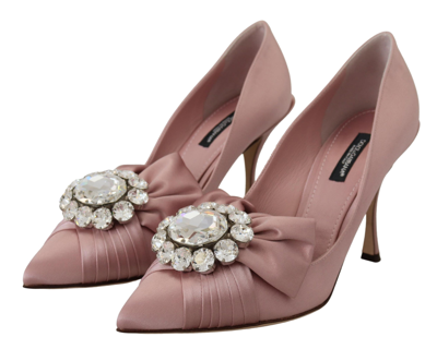 Shop Dolce & Gabbana Silk Clear Crystal Pumps Classic Women's Shoes In Pink
