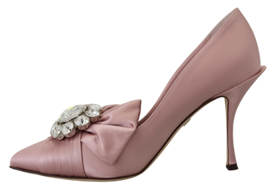 Shop Dolce & Gabbana Silk Clear Crystal Pumps Classic Women's Shoes In Pink