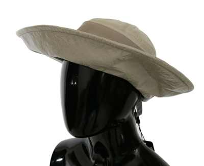 Shop Dolce & Gabbana 100% Lamb Leather Wide Brim Panama Women's Hat In Beige