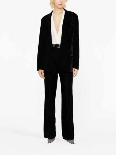 Shop Etro Single-button Velvet Blazer In Black