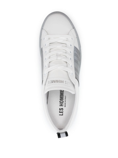 Shop Les Hommes Low-top Leather Sneakers In White