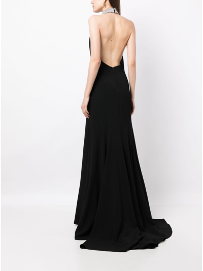 Shop Stella Mccartney Rhinestone-embellished Sleeveless Gown In Black