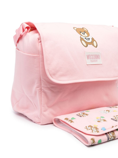 Shop Moschino Teddy-bear-print Padded Changing Bag In Pink