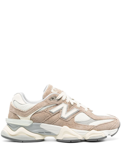 Shop New Balance 9060 Panelled Suede Sneakers In Neutrals