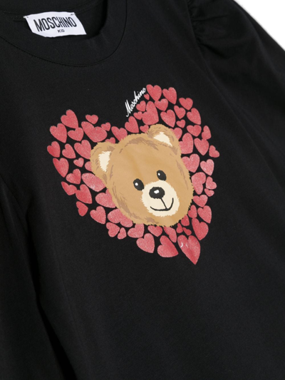 Shop Moschino Teddy Bear Cotton T-shirt In Black