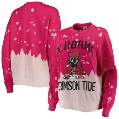 Shop Gameday Couture Crimson Alabama Crimson Tide Twice As Nice Faded Dip-dye Pullover Long Sleeve Top
