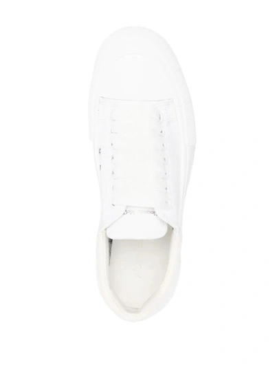 Shop Alexander Mcqueen Women Deck Lace-up Plimsoll Sneakers In 9000 White/white