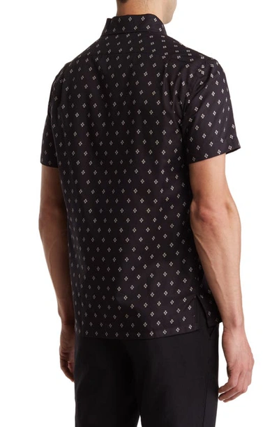 Shop Ralph Lauren Purple Label Capri Geometric Print Cotton Twill Shirt In Black/ Tan