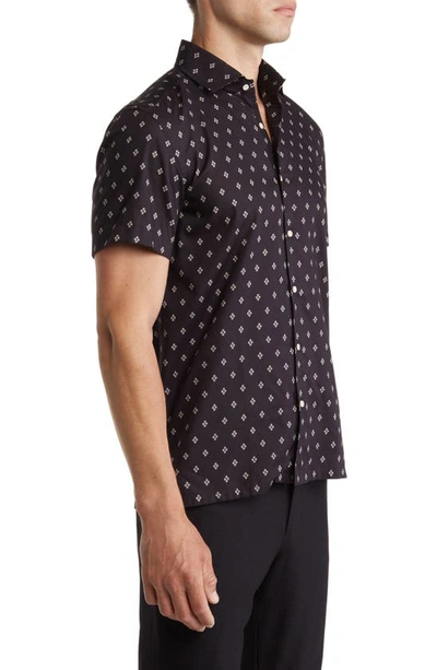 Shop Ralph Lauren Purple Label Capri Geometric Print Cotton Twill Shirt In Black/ Tan
