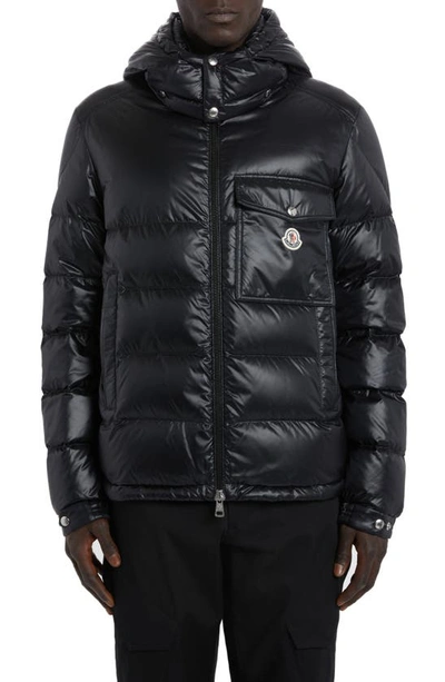 Shop Moncler Wollaston Quilted Recycled Nylon Puffer Jacket In Black