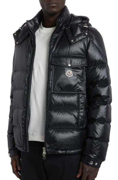 Shop Moncler Wollaston Quilted Recycled Nylon Puffer Jacket In Black