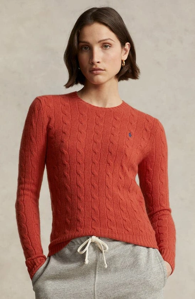 Shop Polo Ralph Lauren Julianna Wool & Cashmere Cable Stitch Sweater In Faded Red