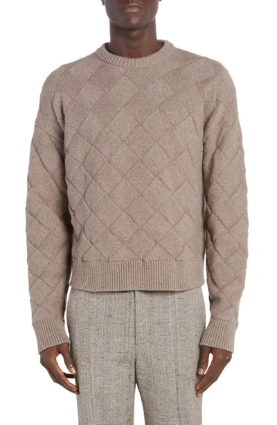 Shop Bottega Veneta Intreccio 3d Knit Wool Blend Sweater In Riverbed