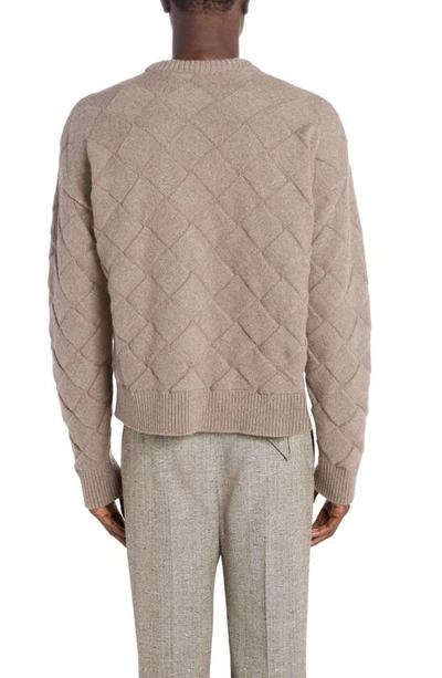 Shop Bottega Veneta Intreccio 3d Knit Wool Blend Sweater In Riverbed