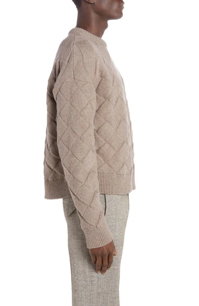 Shop Bottega Veneta Intreccio 3d Knit Wool Blend Sweater In Riverbed