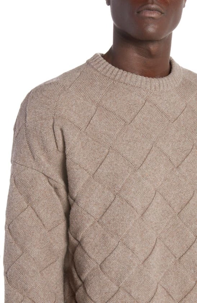Shop Bottega Veneta Intreccio 3d Knit Wool Blend Sweater In Riverbed