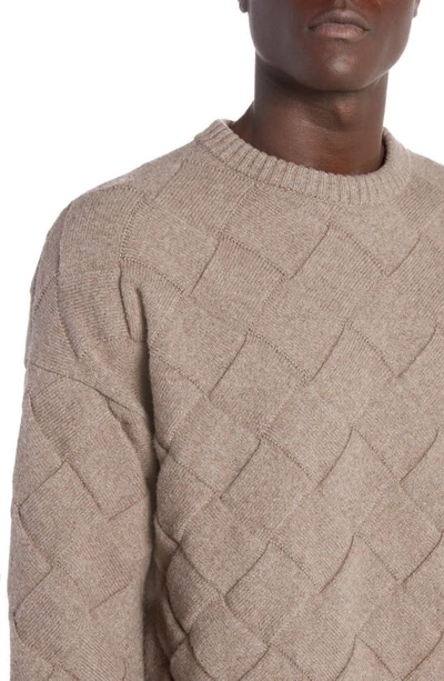 Bottega Veneta 3d Intreccio Crewneck Wool Sweater In Riverbed