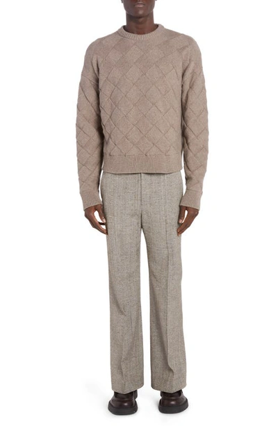 Shop Bottega Veneta Intreccio 3d Knit Wool Blend Sweater In Riverbed