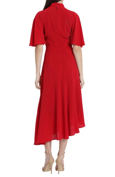 Maggy London Asymmetrical Midi Dress In Salsa Red