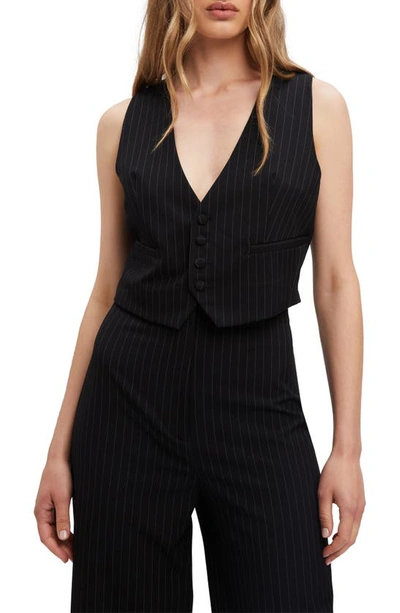 Shop Bardot Callista Pinstripe Vest In Black/ White