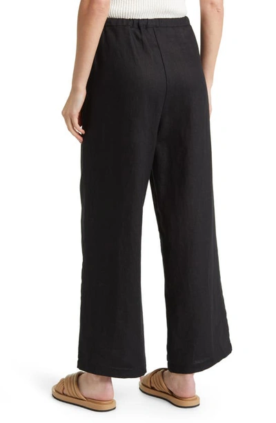 Rails Emmie Drawstring Wide Leg Linen Pants In Black
