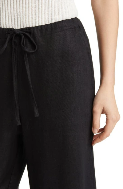 Rails Emmie Drawstring Wide Leg Linen Pants In Black