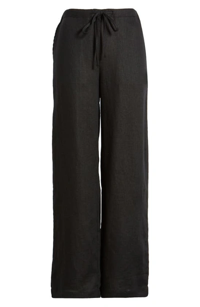 Rails Emmie Drawstring Wide Leg Linen Pants In Black