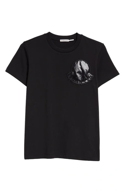 Shop Moncler Logo Embroidered T-shirt In Black