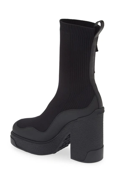 Moncler Splora Leather And Rubber-trimmed Ribbed Stretch-knit Ankle Boots In Black