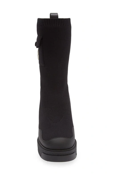 Moncler Splora Leather And Rubber-trimmed Ribbed Stretch-knit Ankle Boots In Black