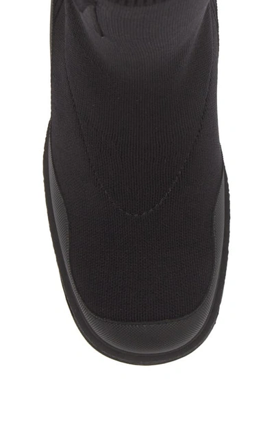 Moncler Splora Leather And Rubber-trimmed Ribbed Stretch-knit Ankle Boots In Black