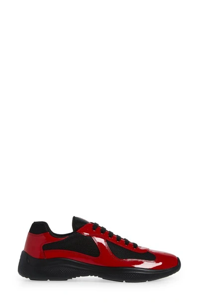 Shop Prada America's Cup Sneaker In Rosso/ Nero