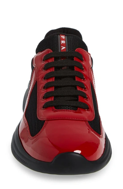 Shop Prada America's Cup Sneaker In Rosso/ Nero