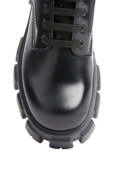 Shop Prada Monolith Mini Bag Lug Sole Combat Boot In Nero