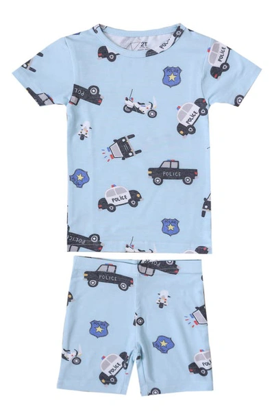 Shop Copper Pearl Kids' Leo Fitted Two-piece Short Pajamas In Blue
