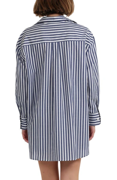 Shop Papinelle Stripe Cotton Pajamas In Blue White Stripe