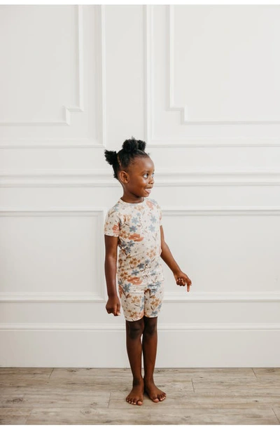 Copper Pearl Kids' Eden Floral Print Fitted Two-piece Short Pajamas In Beige Multi