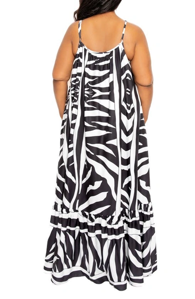 Buxom Couture Animal Print Flutter Hem Jumpsuit In Black