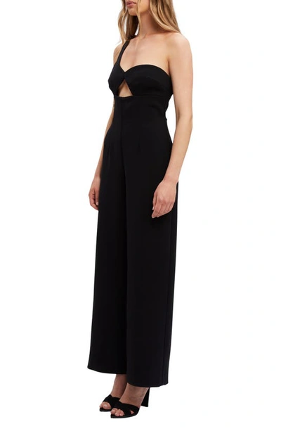 Shop Bardot Ignite One-shoulder Cutout Wide Leg Jumpsuit In Black