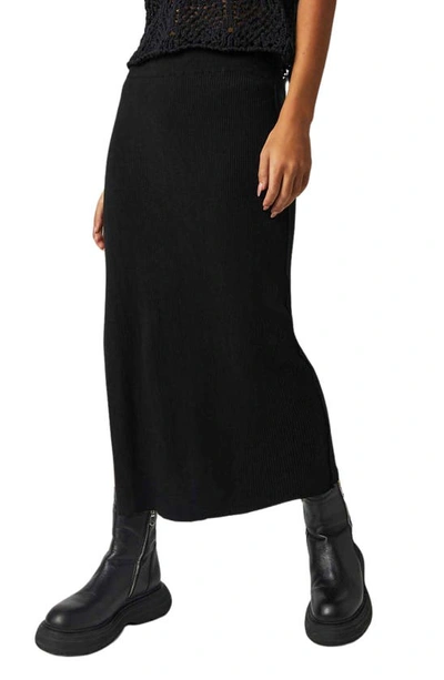 Shop Free People Golden Hour Midi Sweater Skirt In Black