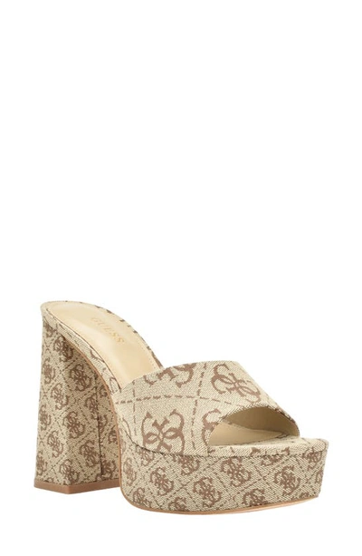 Shop Guess Jadah Jacquard Platform Sandal In Medium Brown 211