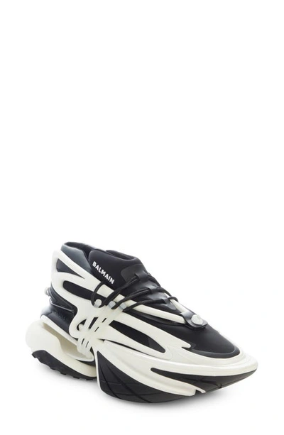Shop Balmain Unicorn Low Top Sneaker In Eab Black/ White